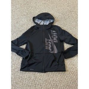 Nike Dri-Fit Youth Full Zip Up Hoodie W/Pockets Size XL Black Long Sleeve Hoodie